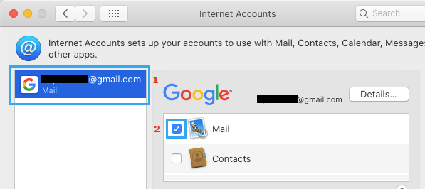 在 Mac 上启用电子邮件帐户