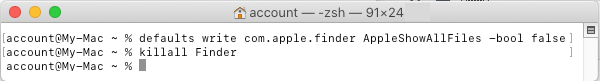 使用终端在 Mac 上隐藏隐藏文件