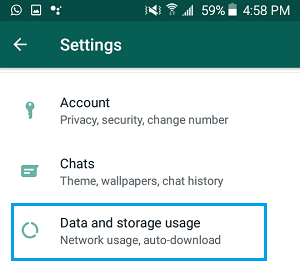 WhatsApp 数据和存储使用设置