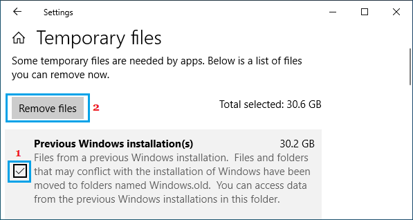 删除以前的 Windows 安装文件