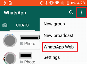 在 Android 手机上打开 WhatsApp Web