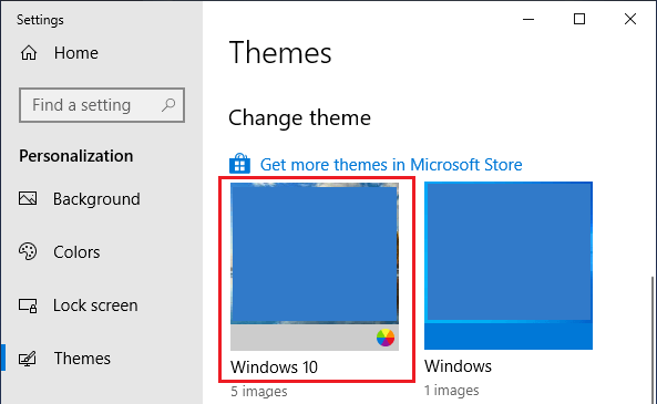 切换到 Windows 10 主题以修复文件系统错误