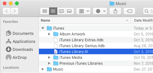 Mac 上的 iTunes 资料库文件