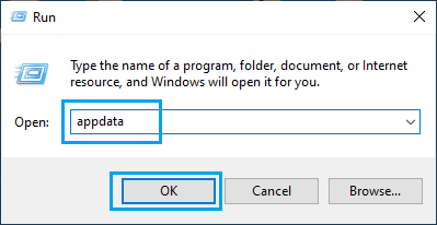 使用运行命令打开 Windows AppData 文件夹