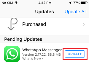 在 iPhone 上更新 WhatsApp