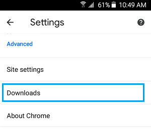 Android 上的 Chrome 下载设置选项