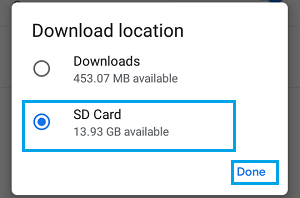 将 Chrome 下载位置更改为 SD 卡