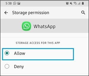 允许 WhatsApp 访问存储空间