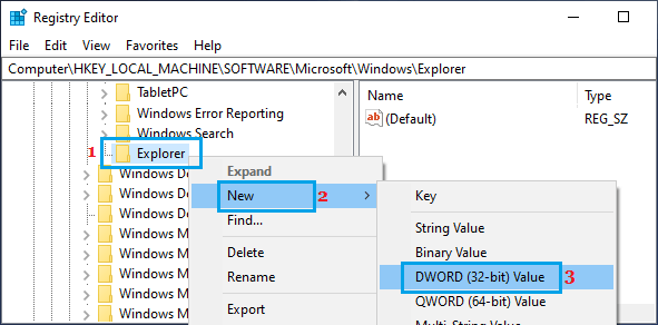 在 Windows 资源管理器文件夹中创建新值