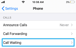 iPhone 上的呼叫等待设置选项