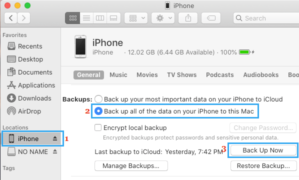 将所有 iPhone 数据备份到 Mac