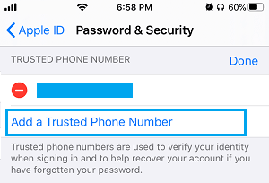 将受信任的电话号码添加到 iPhone