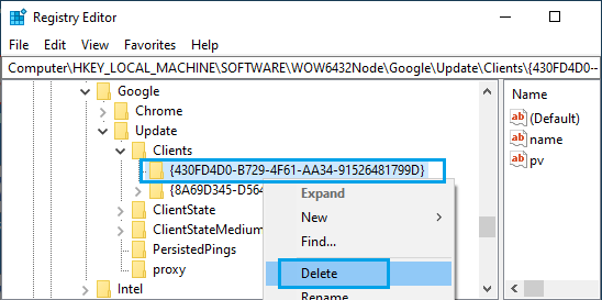 从 Windows PC 删除 Chrome 客户端注册表
