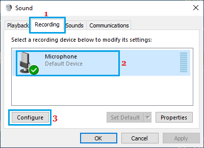 在 Windows 中配置麦克风选项