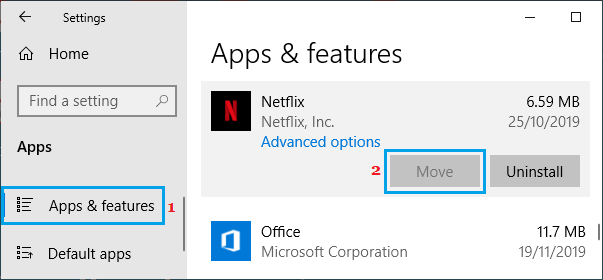 将 Netflix App 移动到另一个位置