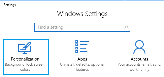 Windows 中的个性化设置选项