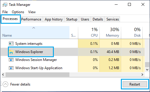 重新启动 Windows 资源管理器