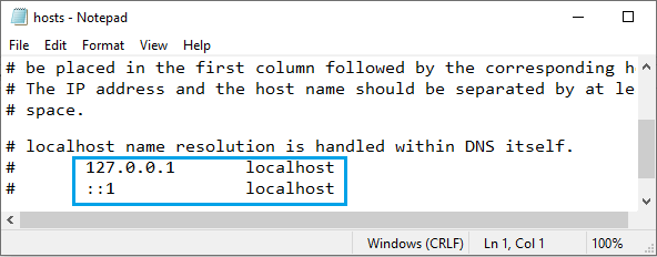 Windows 主机文件上的 IP 地址