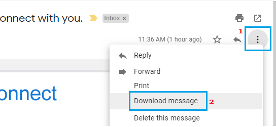 在 Gmail 中下载邮件选项