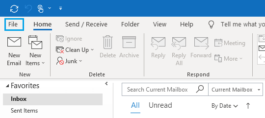 Microsoft Outlook 中的文件选项卡