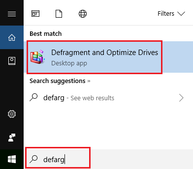 在 Windows 10 中使用搜索打开优化驱动器实用程序