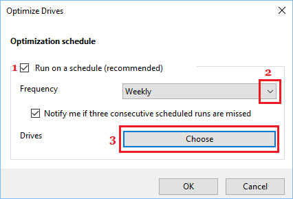 在 Windows 10 中更改优化计划