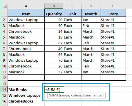 Excel提供的SUMIF函数语法