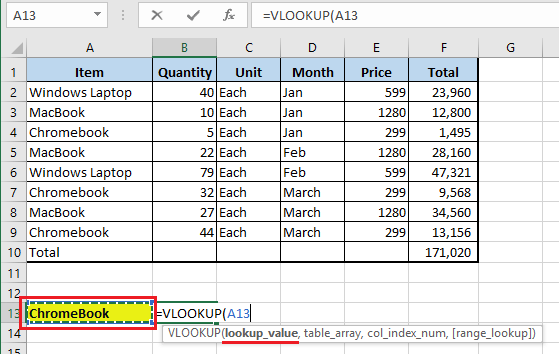 在 VLOOKUP 函数中输入查找值