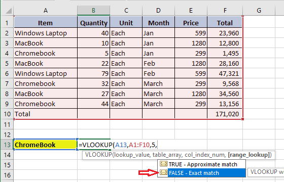 在 VLOOKUP 函数中输入查找范围