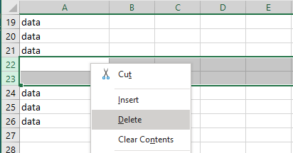 手动删除Excel中的空行