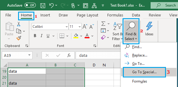 转到Excel中的特殊选项