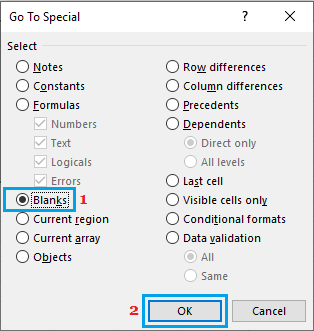 转到 Excel 中的特殊选项