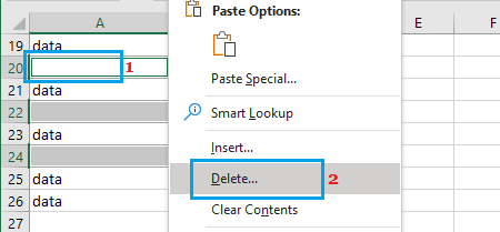 删除 Excel 中的空白数据行