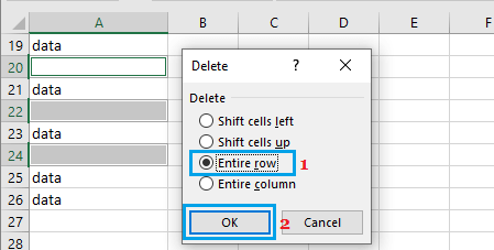 在 Excel 中删除整行