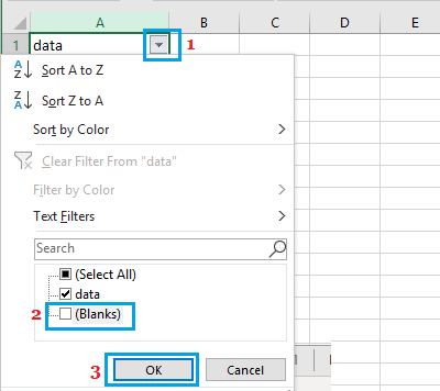 在 Excel 中过滤空白行