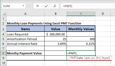 Excel PMT函数的语法
