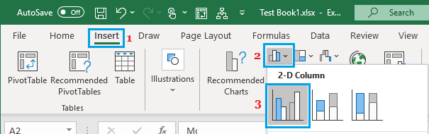 在 Excel 中插入簇状柱形图