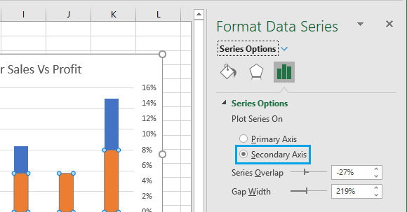 在 Excel 中将辅助轴添加到图表