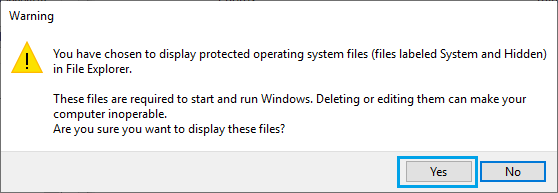 取消隐藏 Windows 受保护的系统文件警告弹出窗口