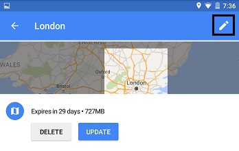 更新或删除离线谷歌地图 Android