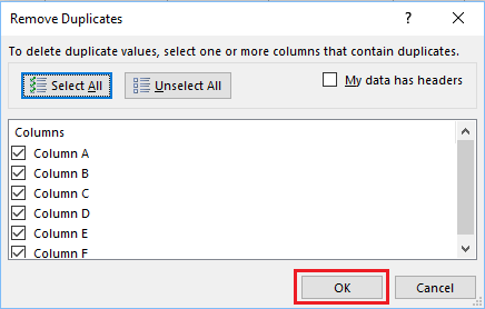 在 Excel 中删除重复项屏幕