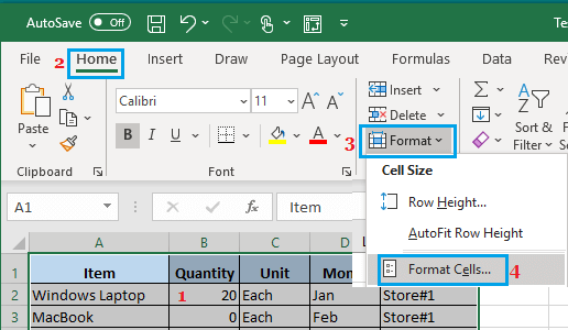 Excel 中的单元格格式选项