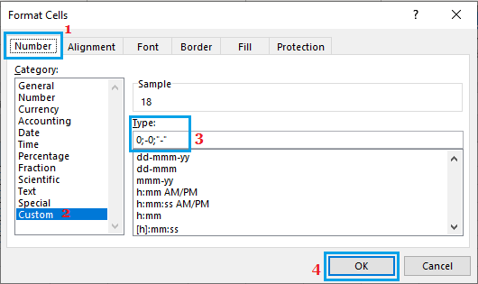 在 Excel 中用破折号替换零