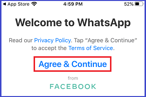 同意 WhatsApp 条款和条件