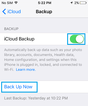 手动备份 iPhone 到 iCloud