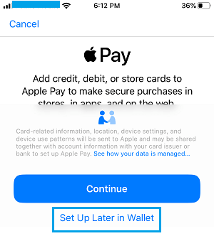 稍后设置 Apple Pay