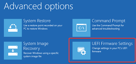 在 Windows 中打开 UEFI 固件设置选项