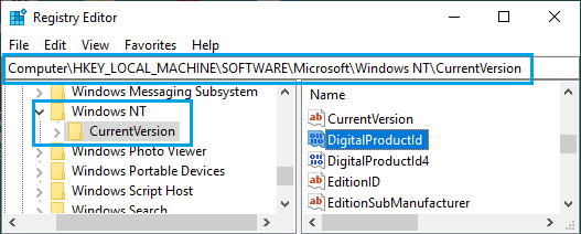 使用注册表编辑器查找 Windows 10 产品 ID