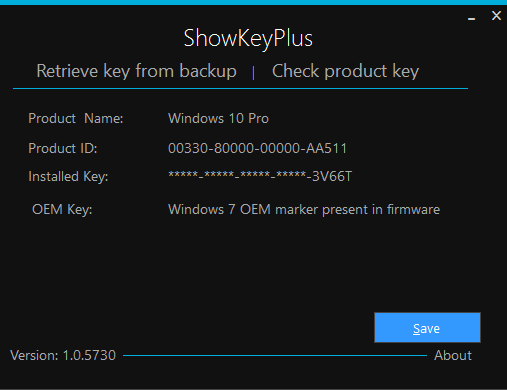 适用于 Windows 10 的 ShowKeyPlus