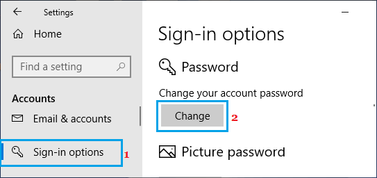Windows 中的更改密码选项